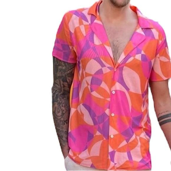NWT Show Me Your MuMu Unisex Blake Button Up in Sunset Daiquiri Size Large - Picture 5 of 8